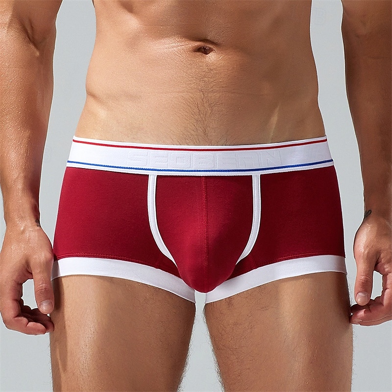 Herren 1 pc Unterwäsche Boxer Boxer-Shorts Patchwork Polyester Atmungsaktiv Weich Komfortabel Farbblock Mittlere Hüfthöhe Gelb Rote 2025 - $10.49 –P13