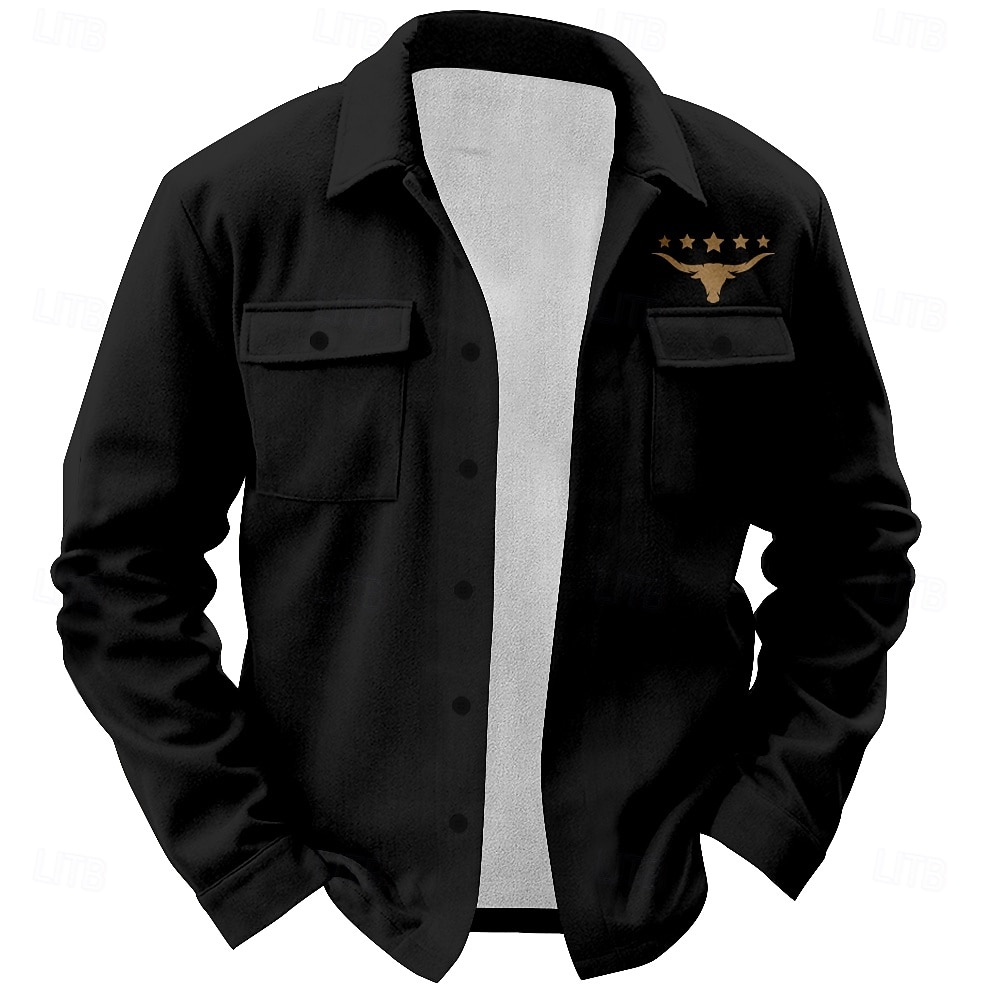 Per uomo Occidentale Mucca Stampa di mucca Camicia Giacca da camicia Sovracamicia Manica lunga Vintage Informale Giornaliero Primavera Autunno Inverno Colletto Bottoni camicie con colletto Nero del 2026 a $35.99 –P4