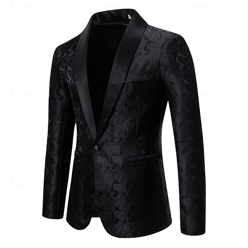 Bărbați Blazer Afaceri Petrecere cu cocktail Petrecere Nuntă Modă Casual Primăvara & toamnă Poliester Imprimeu Paisley Buzunar Nasturi Comfortabil Cu Un Nasture Blazer Argintiu Gri Închis Negru Alb 2026 - $60.99 –P13