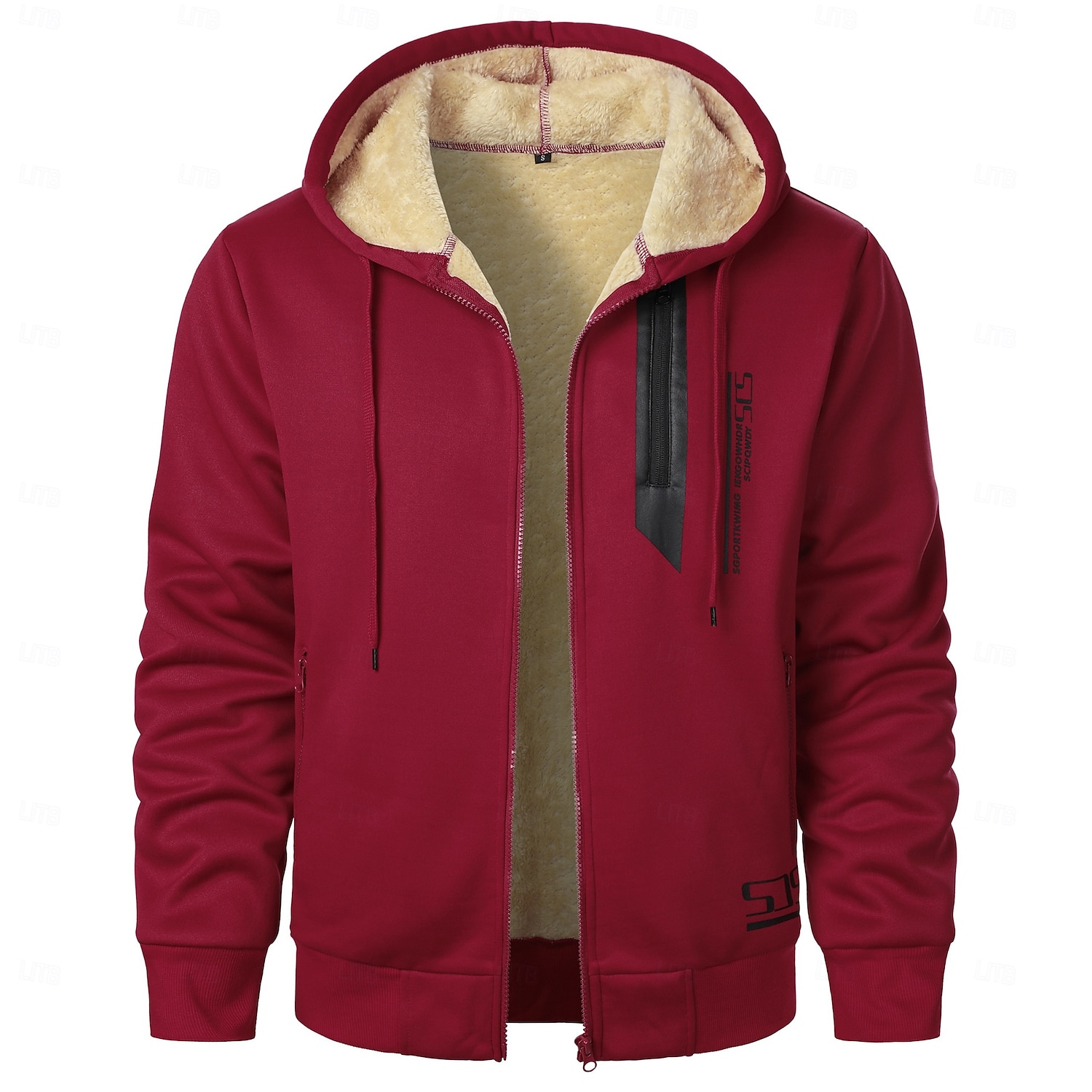 Męskie Bluza z Kapturem Rozpinana bluza z kapturem Kurtka polarowa Szerpa Linend Bluza z kapturem podszyta polarem Czarny Czerwony Granatowy Szary Kaptur Równina Sport i turystyka Codzienny Święto 2026 - $28.99 –P5