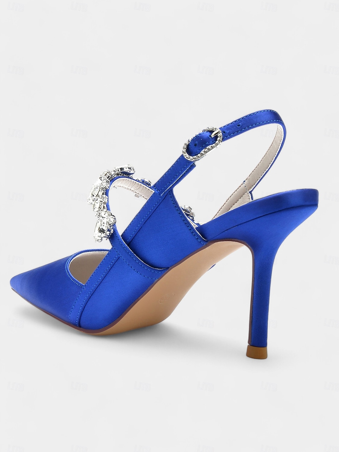 scarpe col tacco da donna in raso bianco con cinturino posteriore e decorazioni in strass – eleganti scarpe a punta per matrimoni e occasioni formali del 2025 a $64.99 –P13