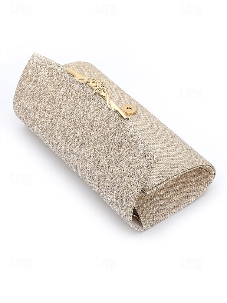 Elegant Gold Glitter Evening Clutch - Women's Party Handbag with Chain Strap and Decorative Metal Accent for Weddings and Formal Events 2025 - $19.99 –P4