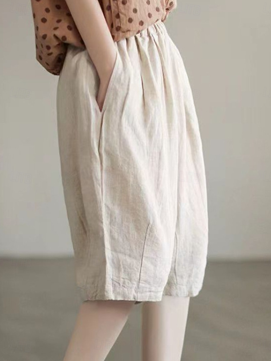 Damen Baggy Shorts Kurze Hosen Knielänge Feste Farbe Dunkelgrün Aprikose Khaki Sommer 2025 - €17.99 –P1
