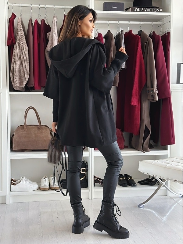 Per donna Cappotto Tenere al caldo Comodo Bottoni Elegante Tinta unica Casual / quotidiano Monopetto Bavero Standard Manica lunga Capispalla Nero Vino Cachi Inverno del 2025 a $41.99 –P2