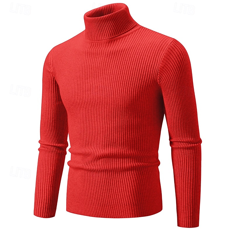 Herren Pullover Gerippt Stricken Standard Strick Schmaler Schnitt Glatt Rollkragen Moderne zeitgenössische Arbeit Freizeitskleidung Bekleidung Winter Frühling & Herbst Schwarz Weiß M L XL 2025 - $25.99 –P9