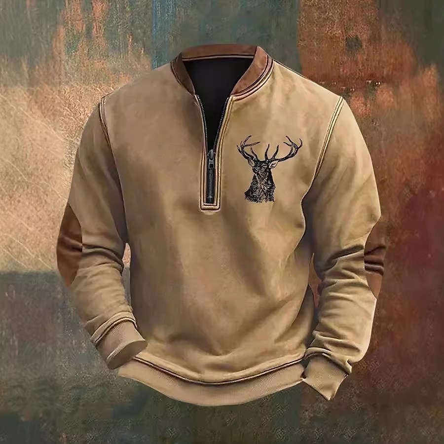 Herren Sweatshirt Blau Braun Grün Grau Halber Reißverschluss Grafik Druck Patchwork Täglich Ferien Ausgehen Polyester Streetwear Lässig Bayerisch Herbst Winter Bekleidung Kapuzenpullover Sweatshirts 2025 - $24.99 –P1