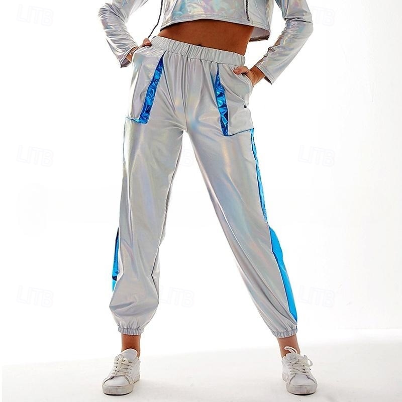 1980s Hip Hop Shiny Metallic Pants Jogger Pants Color Block Women's Carnival Costume Carnival Mardi Gras Performance Party Pride Parade Adults' Pants 2025 - $27.99 –P4