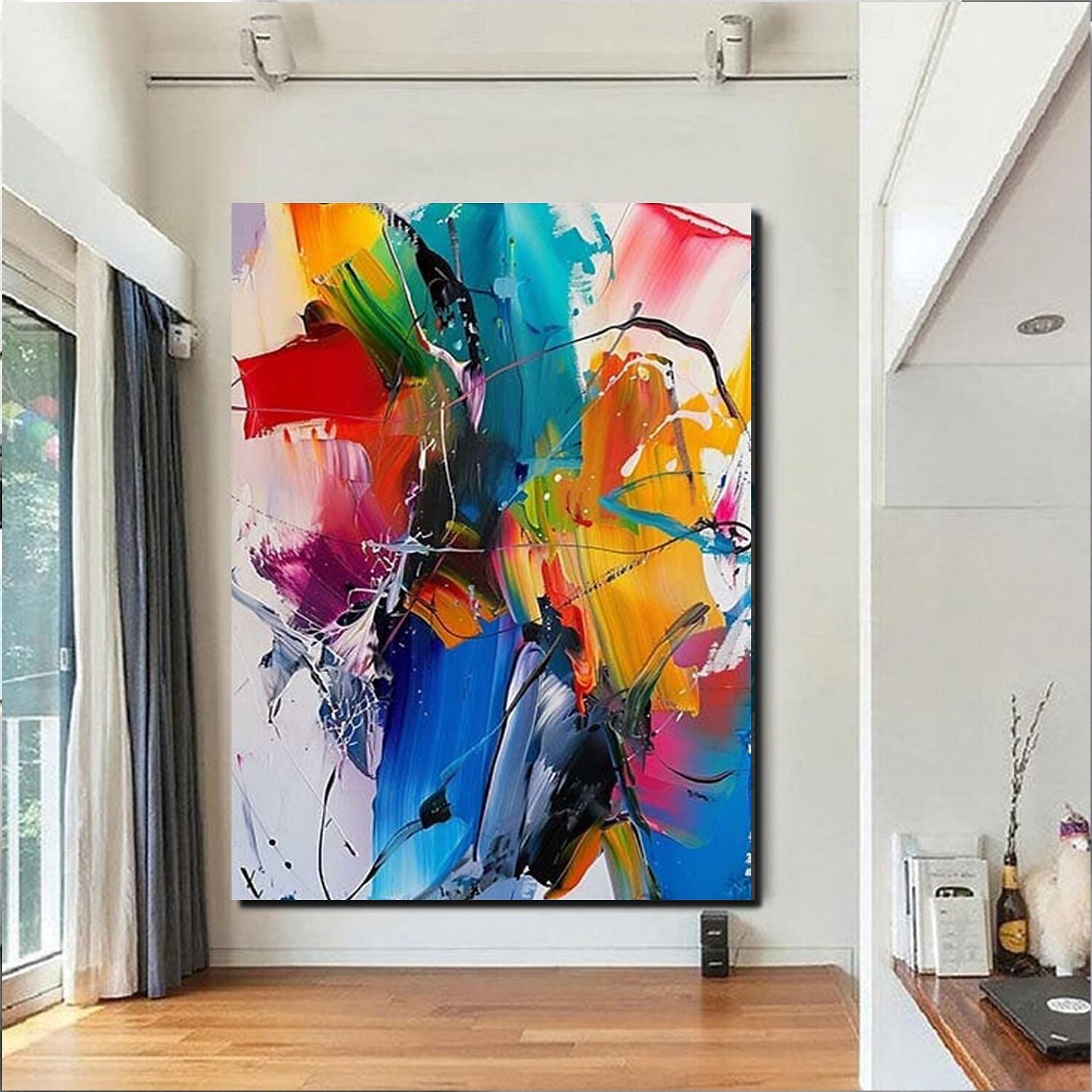 handgefertigtes Ölgemälde auf Leinwand, Wandkunst, Dekoration, abstraktes Messergemälde, Meerblick rot, für die Inneneinrichtung, gerolltes, rahmenloses, unbelastetes Gemälde 2025 - $116.99 –P2
