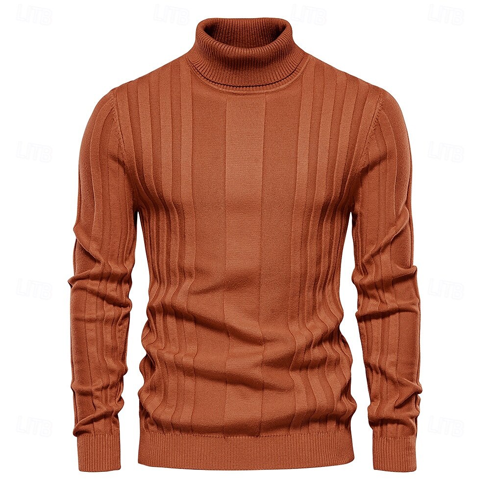 Herre Genser Pullover genser Strikketøy Riflet Strikke Vanlige topper Fargeblokk Rullekrage Strikketøy Nøytral utendørs Klær Vår & Vinter Svart Gul S M L 2025 - $16.99 –P3