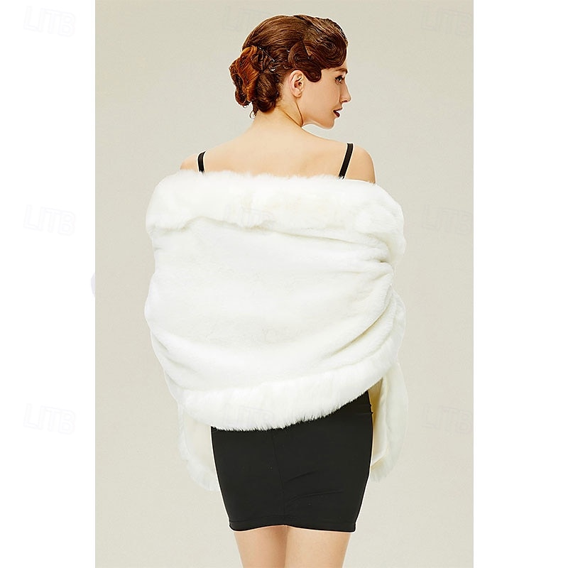 scialle in pelliccia sintetica per donna con collo sciarpa avvolgente mantello da sera in pelliccia sintetica per cappotto invernale del 2025 a $44.99 –P3