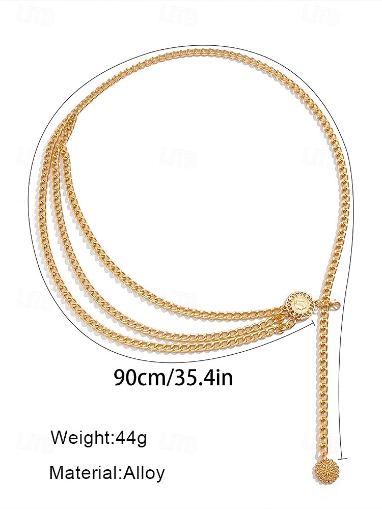 Women's Gold Chain Belt with Multi-Layer Design and Decorative Medallions - Perfect for Dresses, Evening Wear, and Party Looks 2025 - $9.99 –P3