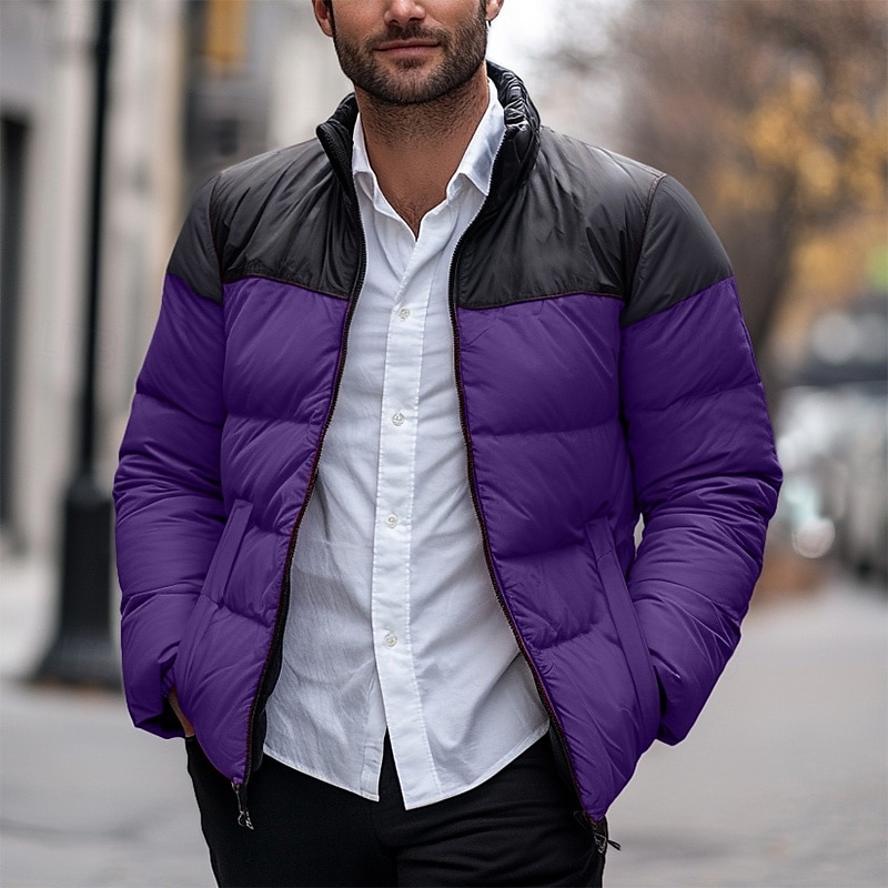 Férfi Puffer dzseki Kosaras Zseb Színes Parti Karácsony Szabadtéri Szokványos Semleges Divat Napi Tél Tömör szín Fekete Fehér Bíbor Lóhere Pufferkabát 2025 - $55.99 –P6
