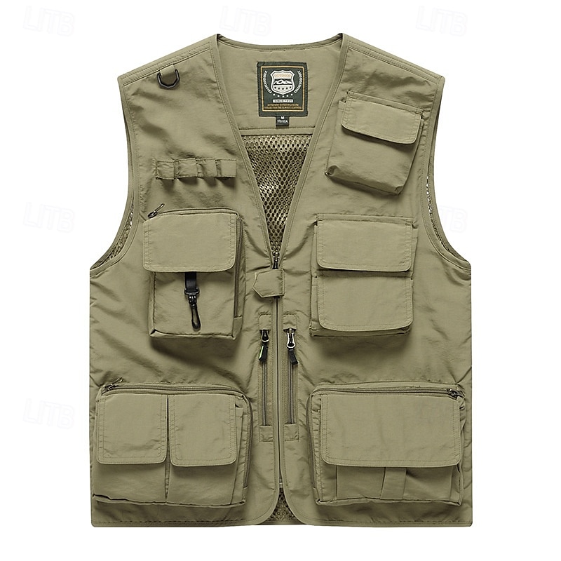 Herren Weste für Wanderer Wander-Fleeceweste Ärmellos Weste Außen Atmungsaktiv Komfortabel Mehrere Taschen Polyester Schwarz Armeegrün Rot Jagd Angeln Klettern 2025 - $29.99 –P1