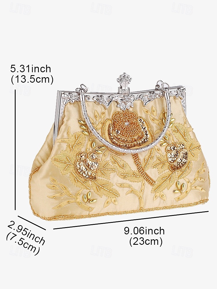 Women's Vintage Green Velvet Handbag with Beaded Floral Embroidery and Metal Frame – Elegant Evening Bag 2025 - $59.99 –P6