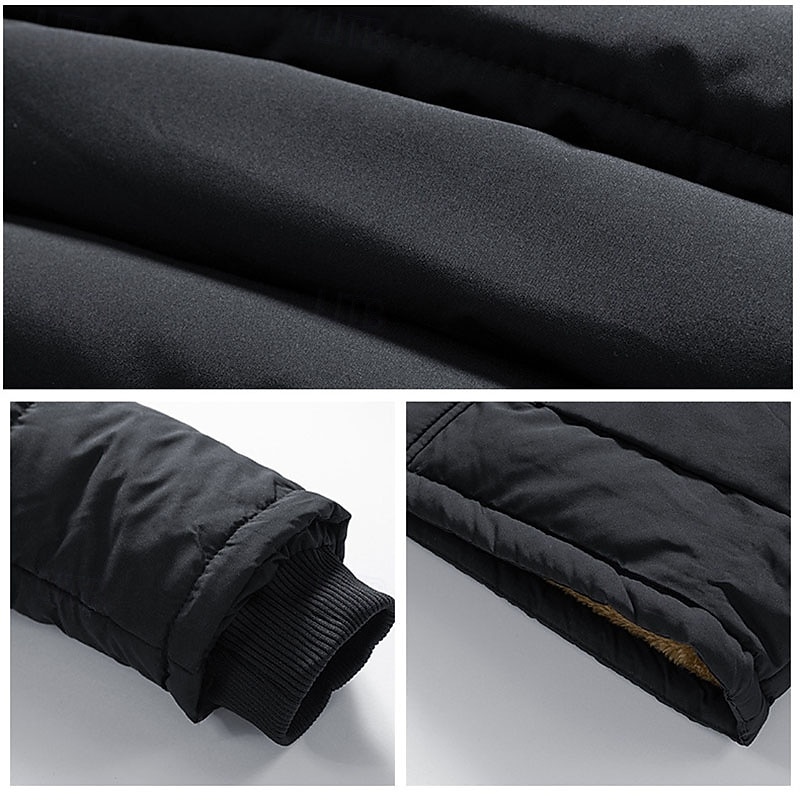 Herr Vinterkappa Pufferjacka Fleece-jacka Vadderad jacka Ficka Polyester Semester Dagliga kläder Datum Normal Mode Ledigt Bekväm Håller värmen Höst vinter Enfärgad / vanlig färg Svart Mörkblå 2025 - $49.99 –P3