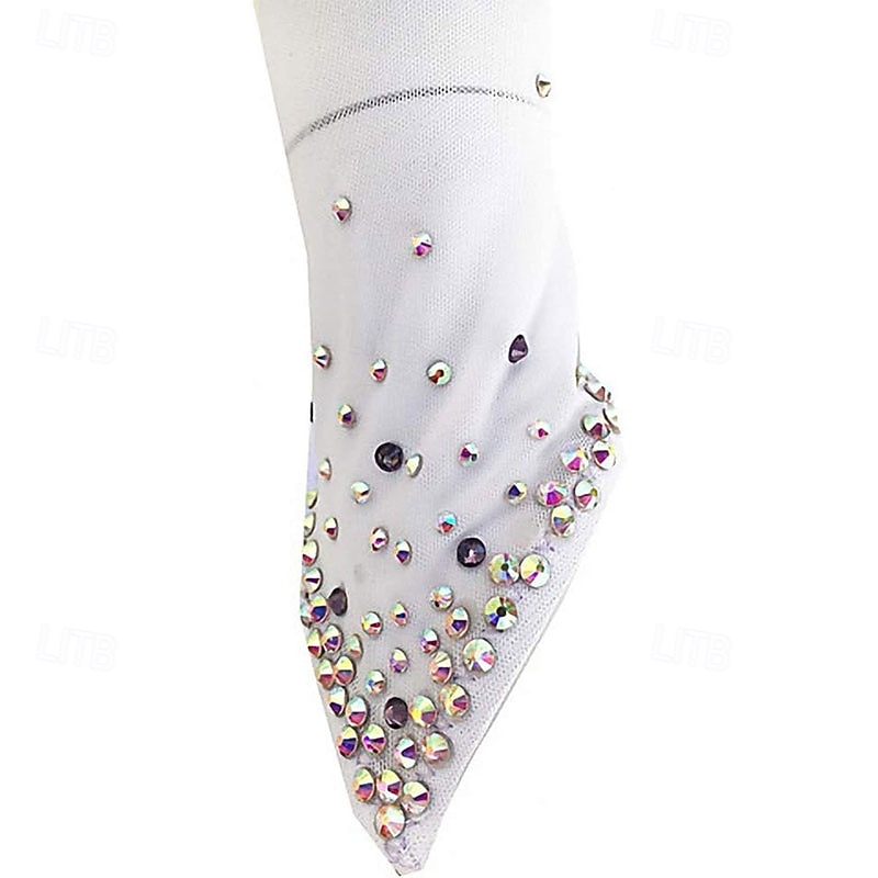 Figure Skating Dress Women's Girls' Ice Skating Dress Blue White Red High Elasticity Training Competition Skating Wear Classic Crystal / Rhinestone Long Sleeve Ice Skating Figure Skating 2026 - $165.99 –P3