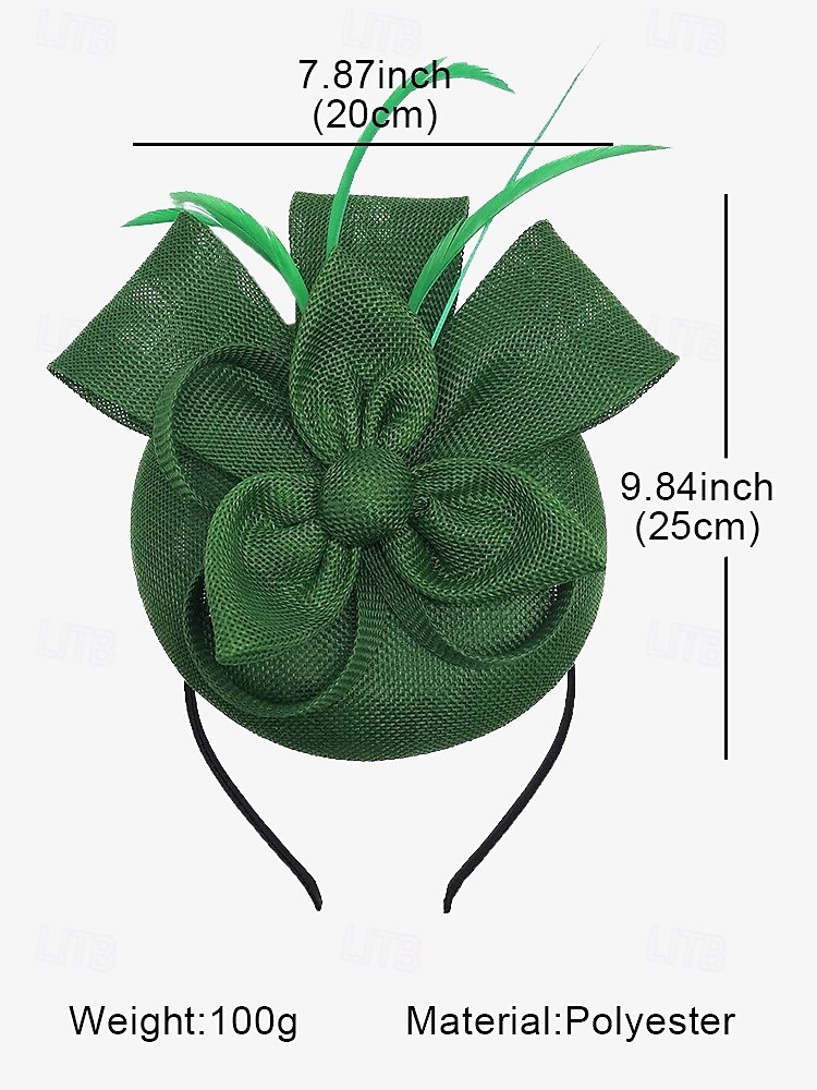 chapeau fascinateur vert pour femme avec nœud et plumes – coiffe élégante pour mariages, goûters et occasions spéciales de 2025 ? $14.99 –P6