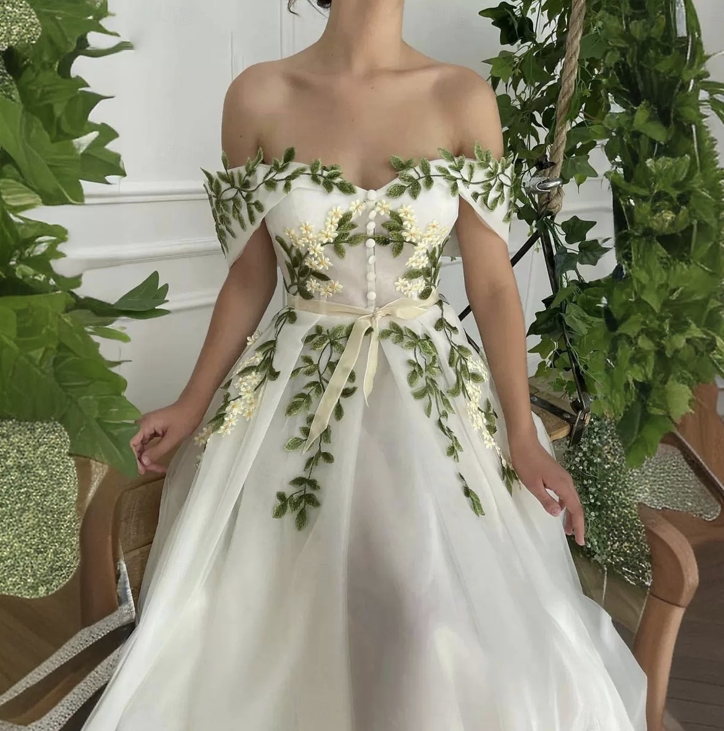 A-Linje Prom Kjoler Prinsesse Kjole Graduering Fest Slitasje Te Lengde Uten Ermer V Utringning Organza med Sløyfe(r) 2025 - $117.99 –P3