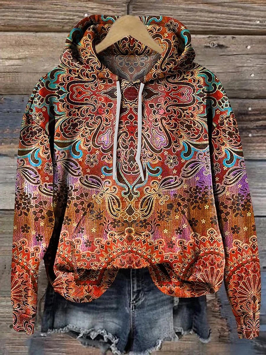 dames pullover casual grafisch straat dagelijks gebruik capuchon print voorzak lange mouw oranje herfst winter 2025 - $31.99 –P1