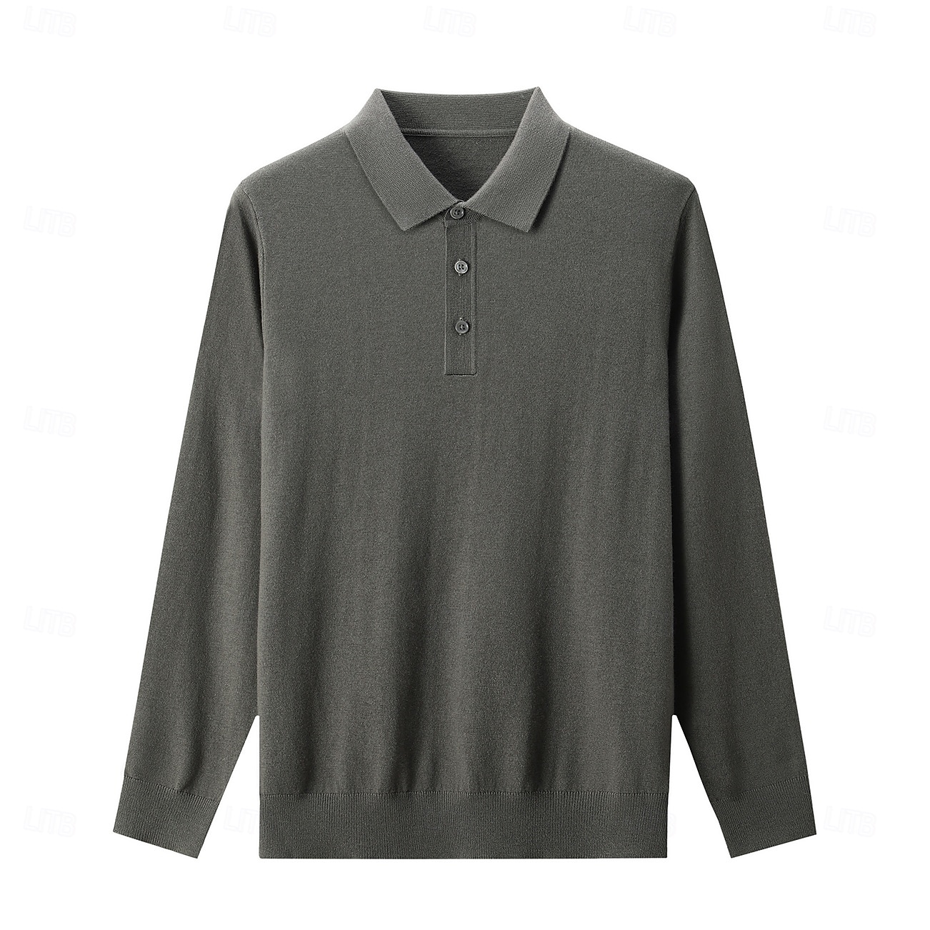 Herr Polo tröja Sticka Knappen uppåt Ensfärgat Polokrage Stickat Elegant Skola Formell Kläder Höst Vinter Svart Marinblå S M L 2025 - $42.99 –P7