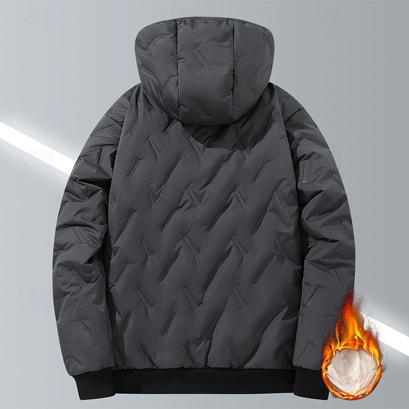 Pánské Puffer bunda S vycpávkou Kapsy Celý zip Vánoce Venkovní ulice Standardní Neutrální Módní Denní Zima Pevná barva Černá Šedá Puffer Jacket 2025 - $58.99 –P7