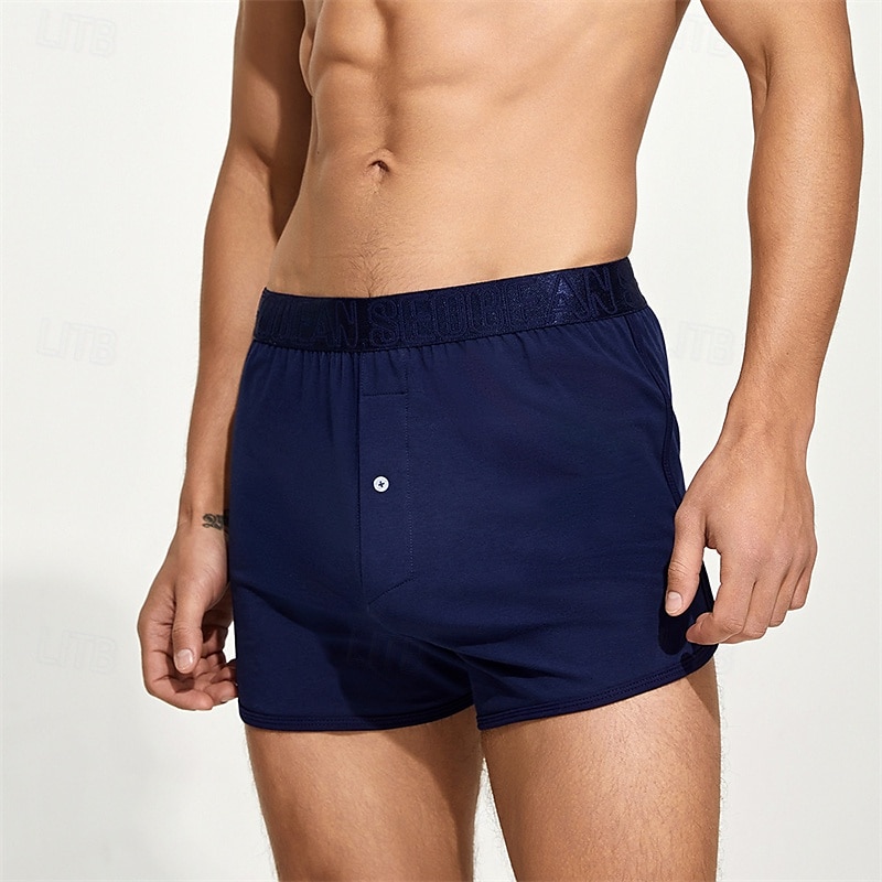 Men's 1 PCS Boxers Underwear Boxer Shorts Elastic Waist 50% Cotton Breathable Soft Comfortable Solid Color Mid Rise Black White 2025 - $11.49 –P7