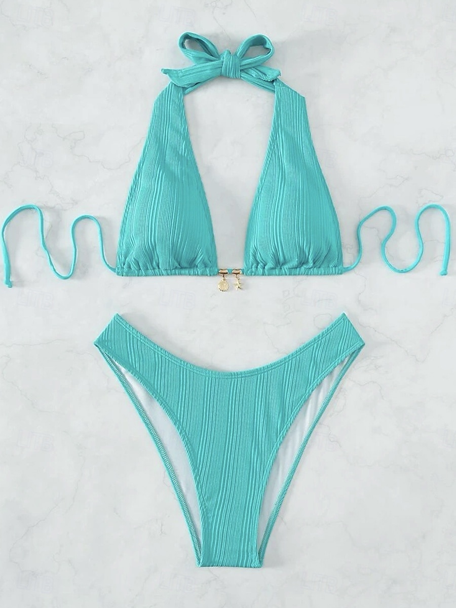 Dam Badkläder Bikini Baddräkt Semester Tropisk Ensfärgat Ärmlös Baddräkter 2025 - $22.99 –P5