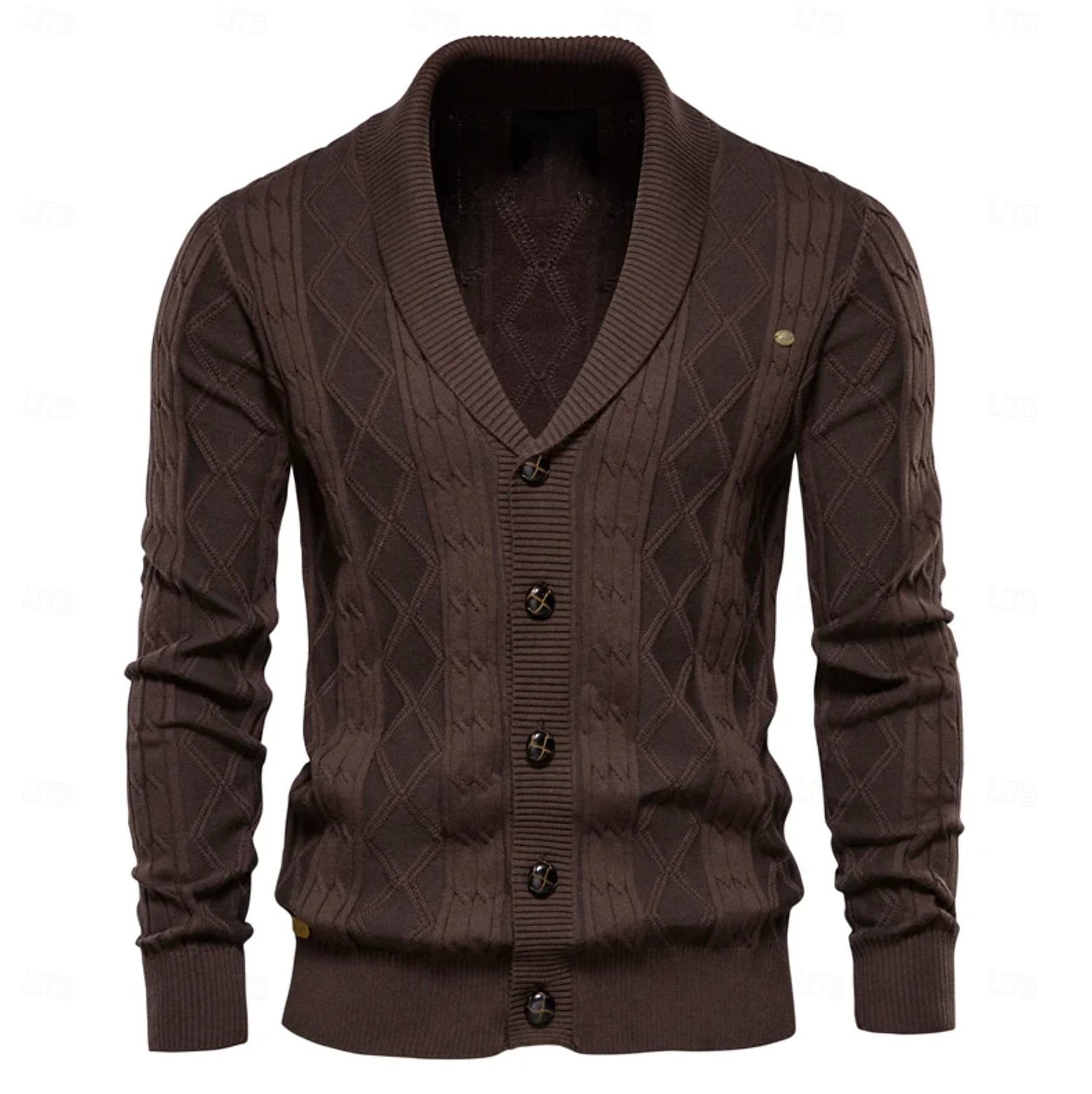Per uomo Cardigan Maglia Patchwork Cerniera Tinta unica Colletto arrotolato Maglieria Elegante Scuola Allenamento Abbigliamento Autunno Inverno Rosso marrone Nero S M L del 2025 a $40.99 –P1