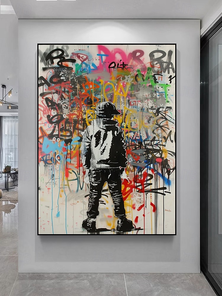 Art mural peinture graffiti à l'huile peinte à la main décoration murale moderne et unique Art de rue toile graffiti Art mural graffiti toile enroulée (sans cadre) de 2026 ? $376.59 –P7