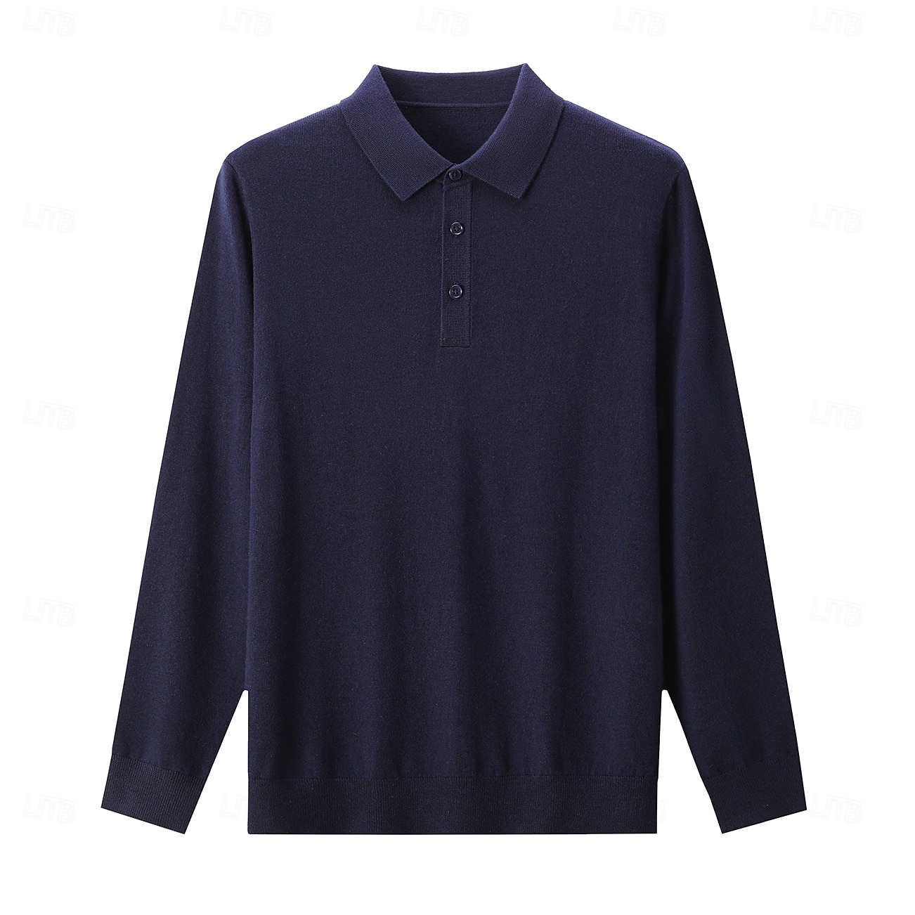 Herr Polo tröja Sticka Knappen uppåt Ensfärgat Polokrage Stickat Elegant Skola Formell Kläder Höst Vinter Svart Marinblå S M L 2025 - $42.99 –P4
