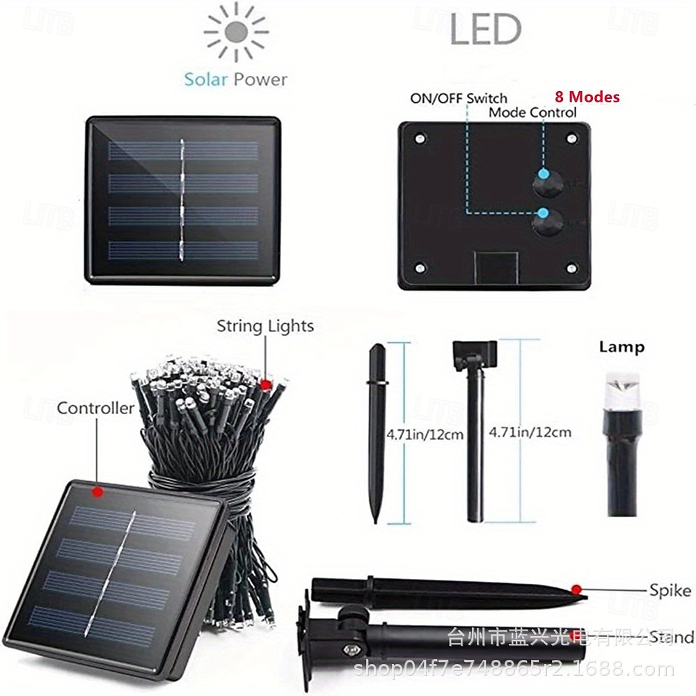 2 stuks 10M 100LED Zonne Snoer Lichten – Rood  Groen Waterdicht Buiten Snoer Lichten voor Binnenplaats Tuin Balkon Hek Boom Feestelijke Sfeer Decoratieve Licht Snoer 2026 - $25.99 –P9