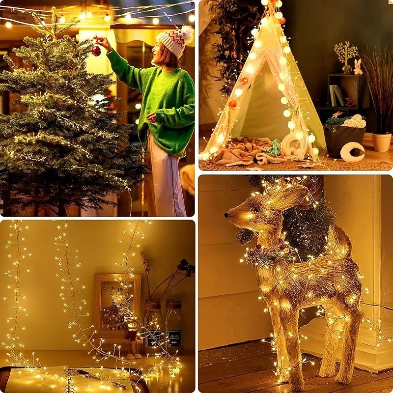 2025年 ソーラーパワー爆竹ストリングライト 6m 200LED - 屋外ガーデン芝生装飾、エネルギー効率の高い銅線とソーラーバッテリー、庭、窓、フェンス、木の照明に最適  コレクション – $23.99 –P9