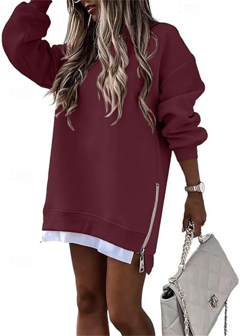 pull femme décontracté uni décontracté col rond manches longues noir rose vin vert kaki automne&amp; hiver de 2025 ? $44.99 –P11