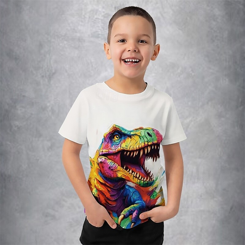 Jungen 3D Graphic Tier Dinosaurier T-Shirt Kurzarm Sommer Frühling Modisch Basic kinderkleidung 4-12 Jahre Rundhalsausschnitt Outdoor Casual Täglich Regular Fit 2025 - $11.99 -P3