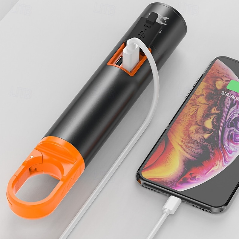hvit laserzoom-lommelykt med led-display, usb oppladbart langvarig blitslys for utendørs camping  & hjemmelys 2025 - $18.49 –P12