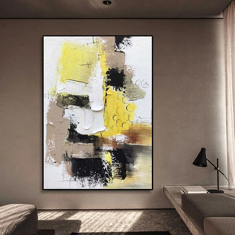 White Gray Yellow Textured Painting Large Colorful Abstract Painting Texture Abstract Painting Colorful Knife Painting Hand-painted Abstract Art Large Canvas Art Boho Decor 2025 - $116.99 –P4