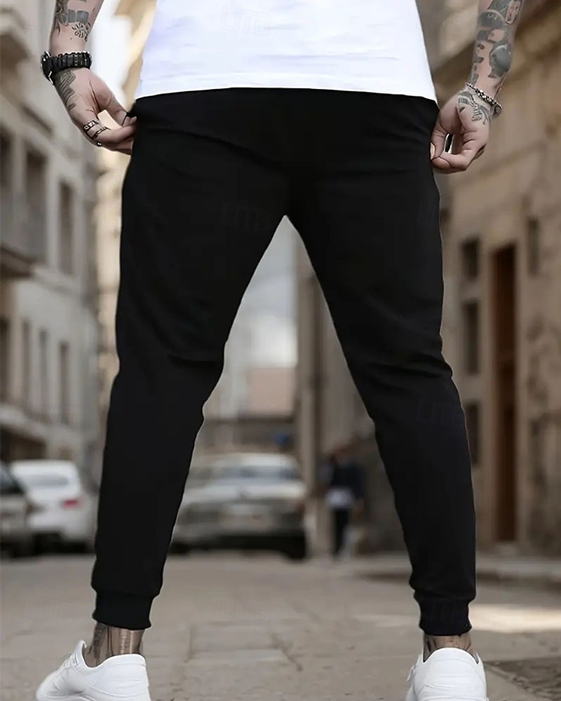 Pánské Atletické kalhoty Tepláky Běžec Kalhoty Kapsy Šňůrky Elastický pas Bez vzoru Pohodlné Outdoorové sporty Denní Módní Na běžné nošení Černá Námořnická modř Lehce elastické 2025 - $12.99 –P6