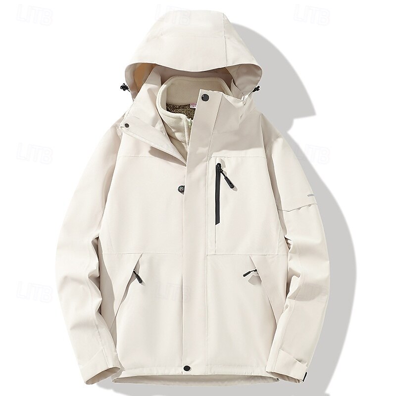 Herren Wanderjacke 3-in-1-Jacken wandern Draussen Wasserdicht Windundurchlässig Warm Reißverschluß vorne Vliesjacken Voller Reißverschluss Camping / Wandern / Höhlenforschung Schwarz Elfenbein Rot 2025 - $113.99 –P15