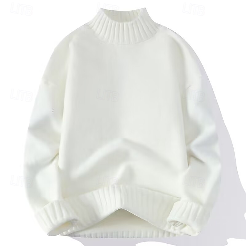 Herren Pullover Rollkragenpullover für Herren Overall Gerippt Stricken Standard Strick Glatt Rollkragen Moderne zeitgenössische Arbeit Freizeitskleidung Bekleidung Winter Schwarz Weiß M L XL 2025 - $25.99 –P4