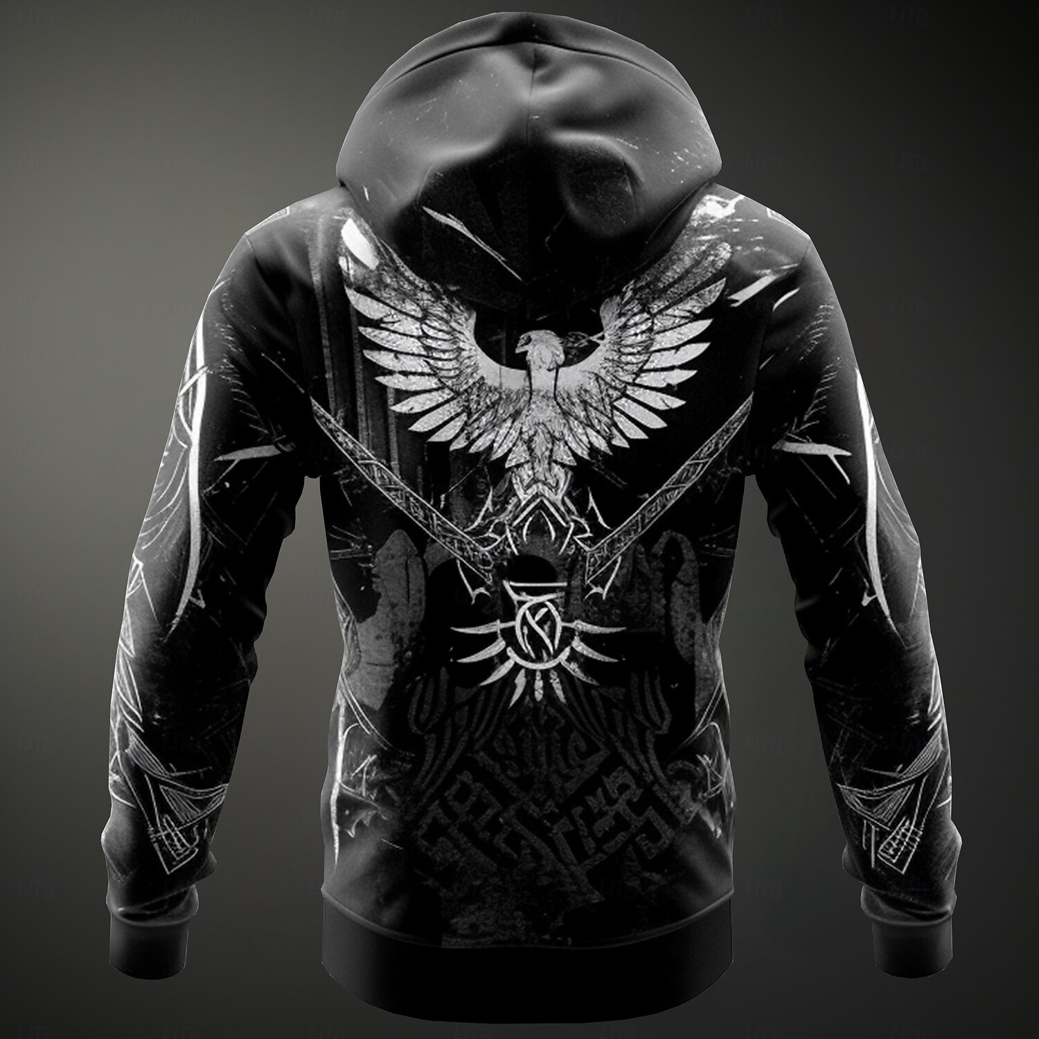 Pánské Viking Kapucky Kapuce Mikina s kapucí Kapuce Módní 3D tisk Dovolená Jdeme ven Streetwear Černá Zip Šňůrky Podzim Zima Návrhář 2025 - $29.99 –P3