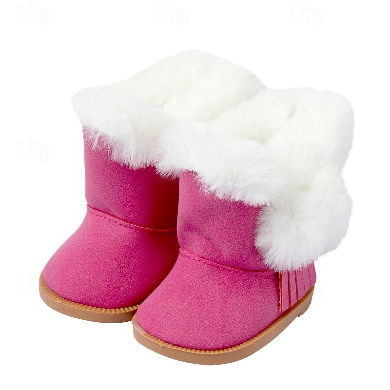 4 par jul 18 tum docka skor stövlar dockor vinter snö docka stövlar tillbehör (rosa vit brun blå) 2025 - $31.99 –P3
