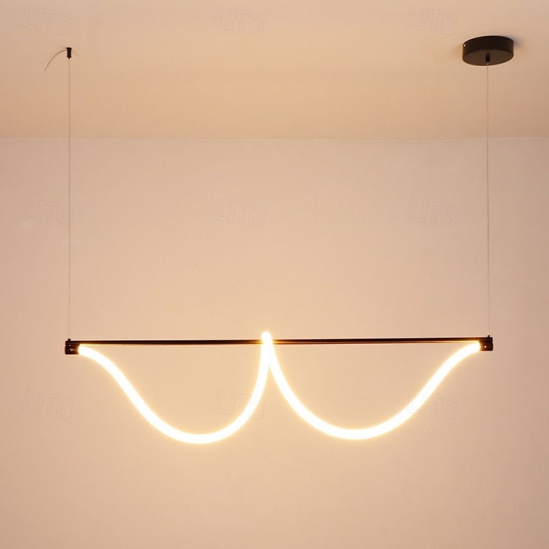 lampada a sospensione lineare sottile in metallo con tubo lungo e paralume in silicone lampada a sospensione a led lampade a goccia nere a flute 110-240v del 2025 a $249.99 –P8
