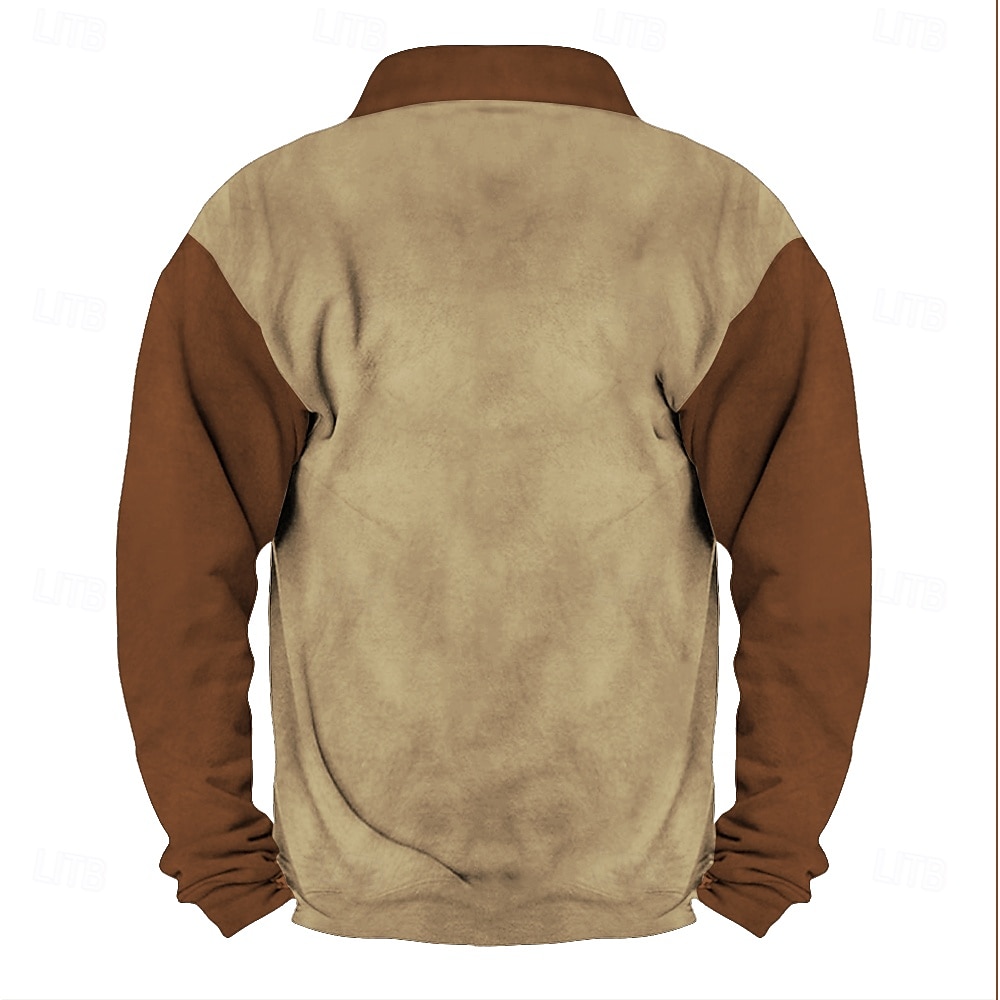 Men's Cowboy Sweatshirt Quarter Zip Sweatshirt Long Sleeve Sweatshirt Stand Collar Quarter Zip Casual Vintage Retro 3D Print Vacation Going out Streetwear Half Zip Fall Winter 2025 - $45.99 –P2