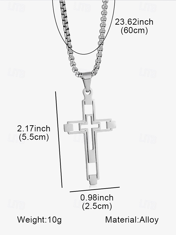 Men's Dual-Tone Stainless Steel Cross Pendant Necklace – Silver and Gold Finish, Modern Religious Jewelry 2025 - $9.99 –P6