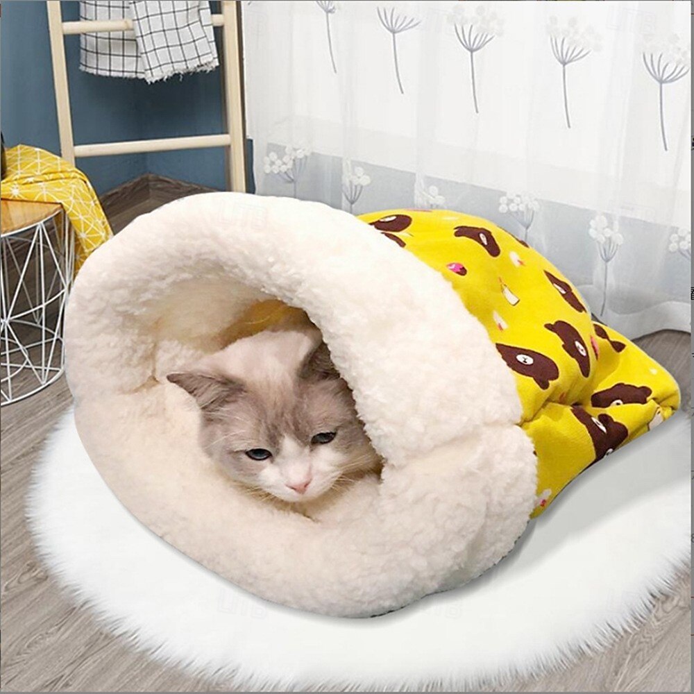 2025年 猫用 猫のベッド ペットの眠る巣 キュート ファブリック 立ち毛メリヤス生地 大型中小型犬および猫用  コレクション – $18.99 –P4