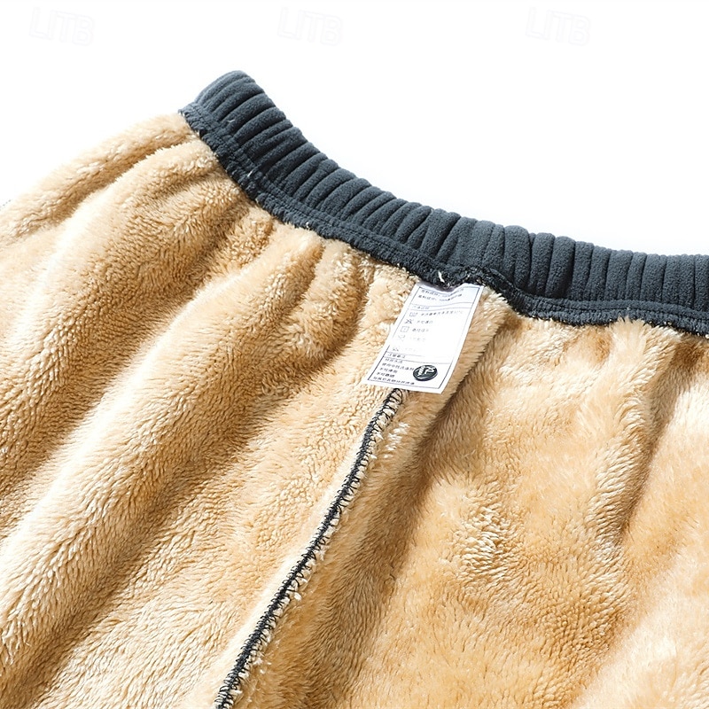Men's Sherpa Athletic Pants Trousers Straight Leg Sweatpants Pocket Drawstring Elastic Waist Plain Comfort Warm Sports Outdoor Daily Fashion Casual ArmyGreen Black Micro-elastic 2026 - $25.99 –P9