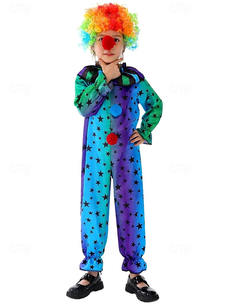 cirkus Žolík Klaun Karnevalový kostým Úbory Cosplay Paruky Kostým Dětské Chlapecké Dívčí cosplay Výkon Párty předvečer Všech svatých Karneval Mardi Gras Jednoduchý karnevalový kostým 2025 - $32.99 –P1
