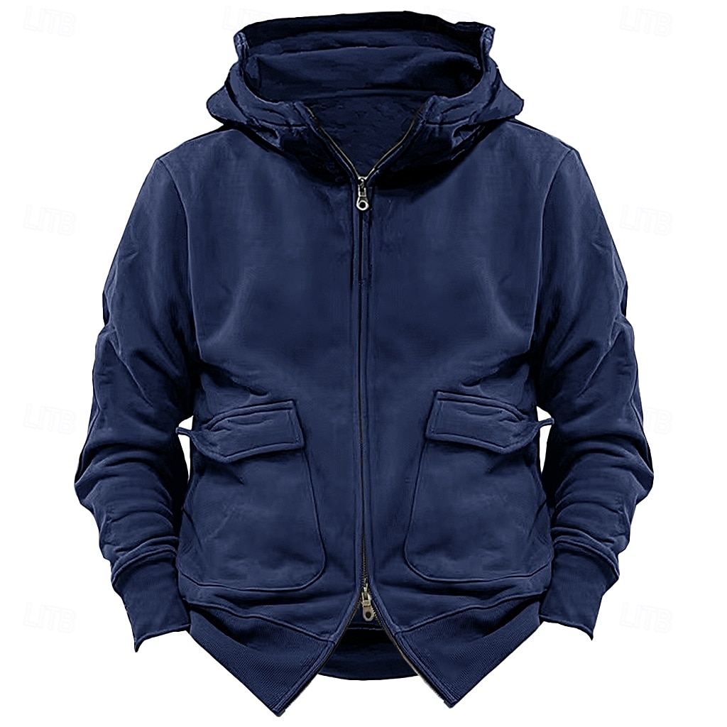 Bărbați Hanorac cu Glugă Hanorac tactic Negru Bleumarin Kaki Gri Închis Capișon Simplu Sporturi & Exterior Sport Haine de strada non-imprimare Designer De Bază Casual Iarnă Îmbrăcăminte Hanorace 2025 - $39.99 –P4