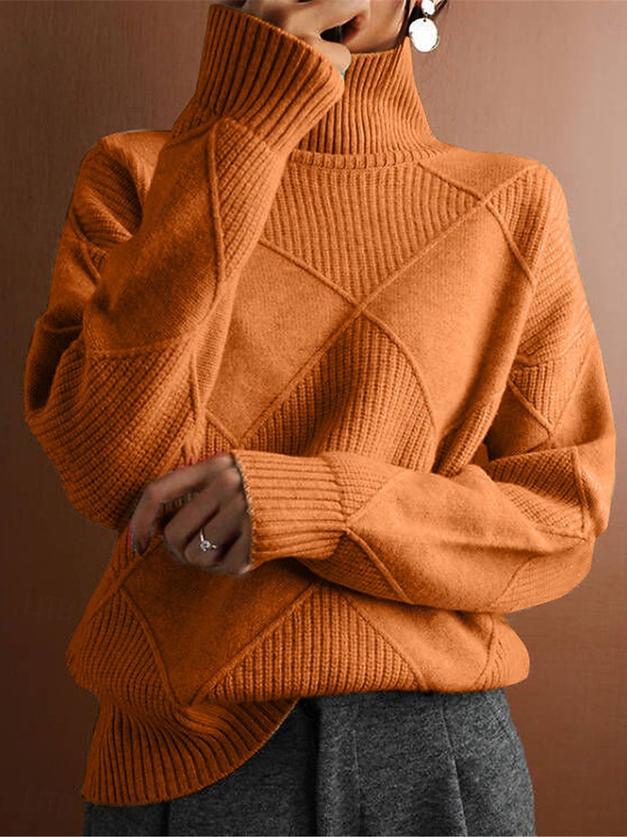 Femme Pull Chandail Décontractées Flexible Couleur monochrome A côtes Col Roulé Tricoté manche longue Hauts réguliers Tricoter Extérieur du quotidien Fin de semaine Fuchsia Orange Automne Hiver de 2025 ? $54.99 –P1