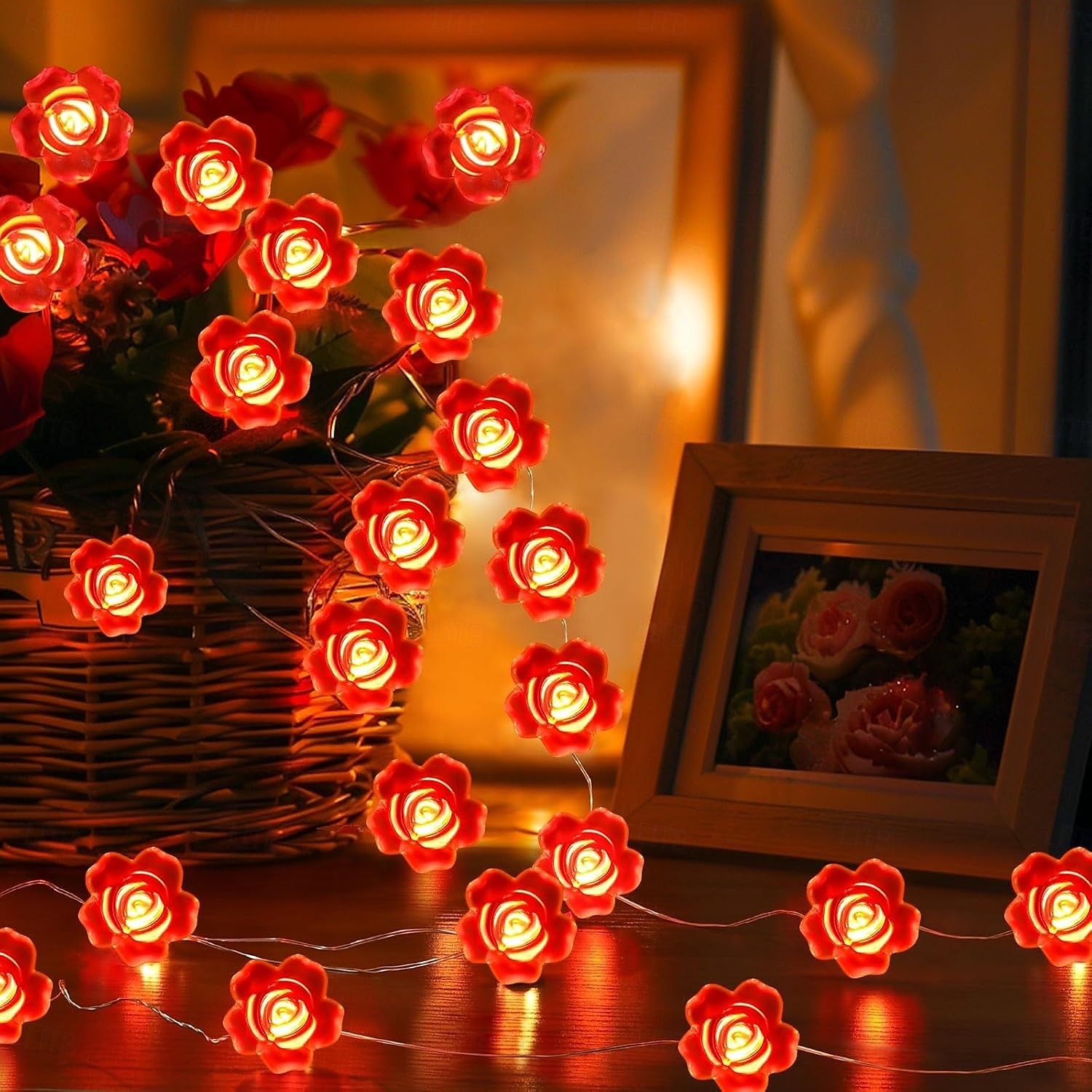 elegant bryllupsfest mottakelse valentinsdag led fe-lys – 2m 20led røde lepper kobbertråd, batteridrevet for hjemmeinnredning 2025 - HUF 2852 –P3